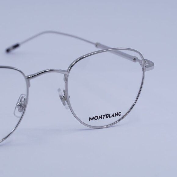 Montblanc Montblanc MB0111O 001 Eyeglasses Silver 49mm Geometric Frame Size ONE SIZE - 2 Thumbnail