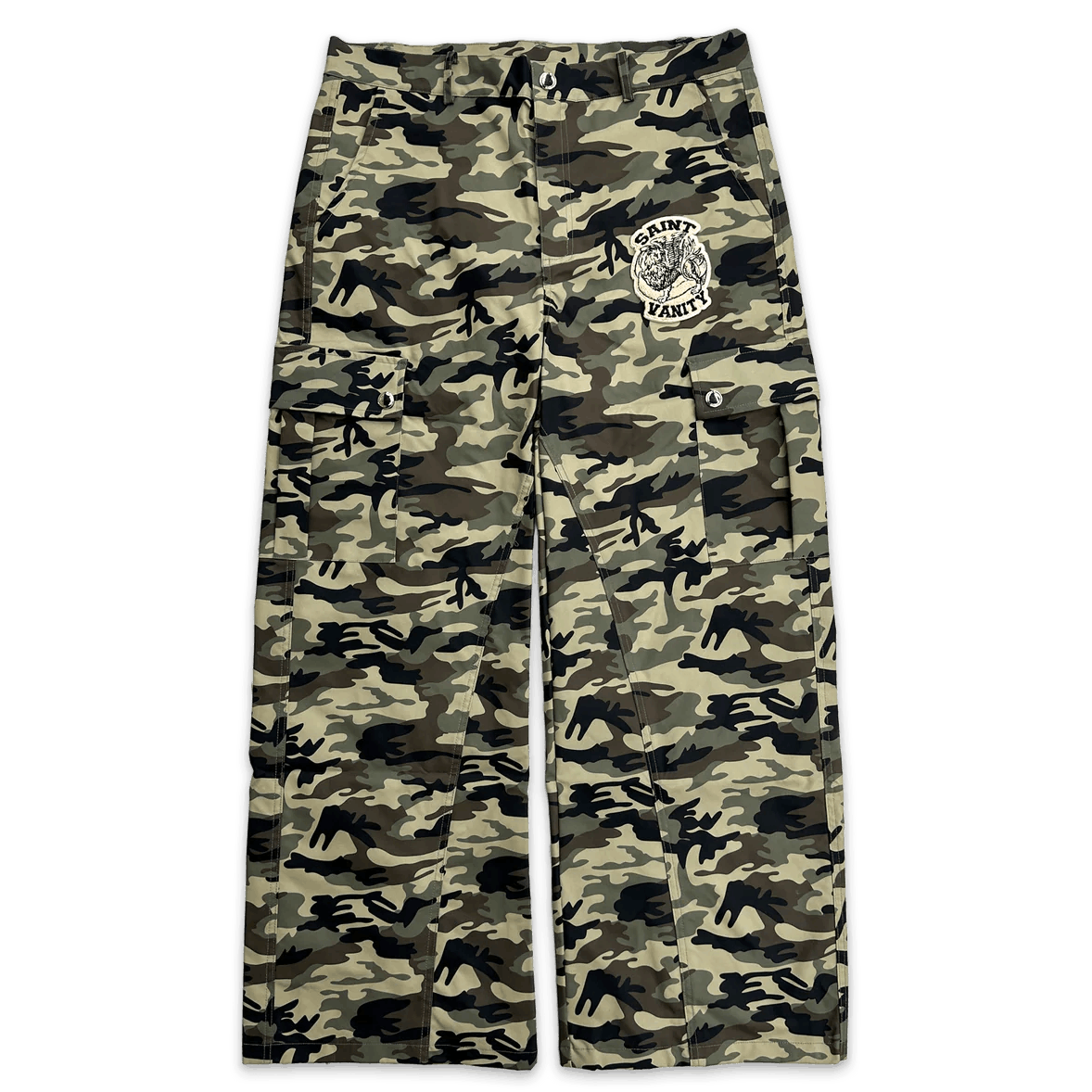 Saint Vanity Nylon Cargo Pants Green Camo Size US 34 / EU 50 - 1 Thumbnail