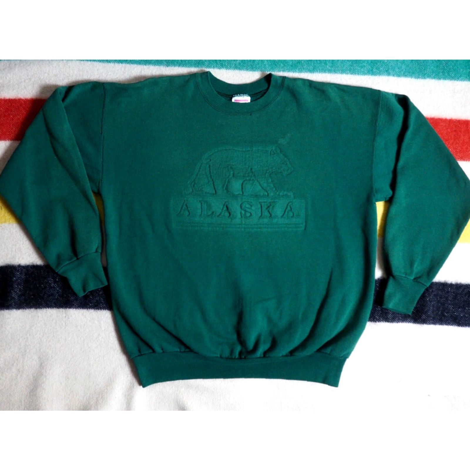 Hanes VINTAGE Hanes Sweatshirt Pullover Alaska Bear Forest Green 90s Mens XL Crew Neck Size US XL / EU 56 / 4 - 2 Thumbnail