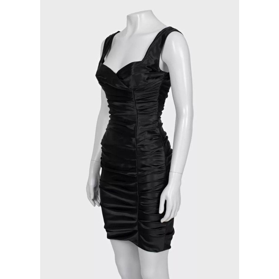 Dolce & Gabbana Dolce & Gabbana Black Draped Mini Dress - IT40/S Size S / US 4 / IT 40 - 2 Thumbnail