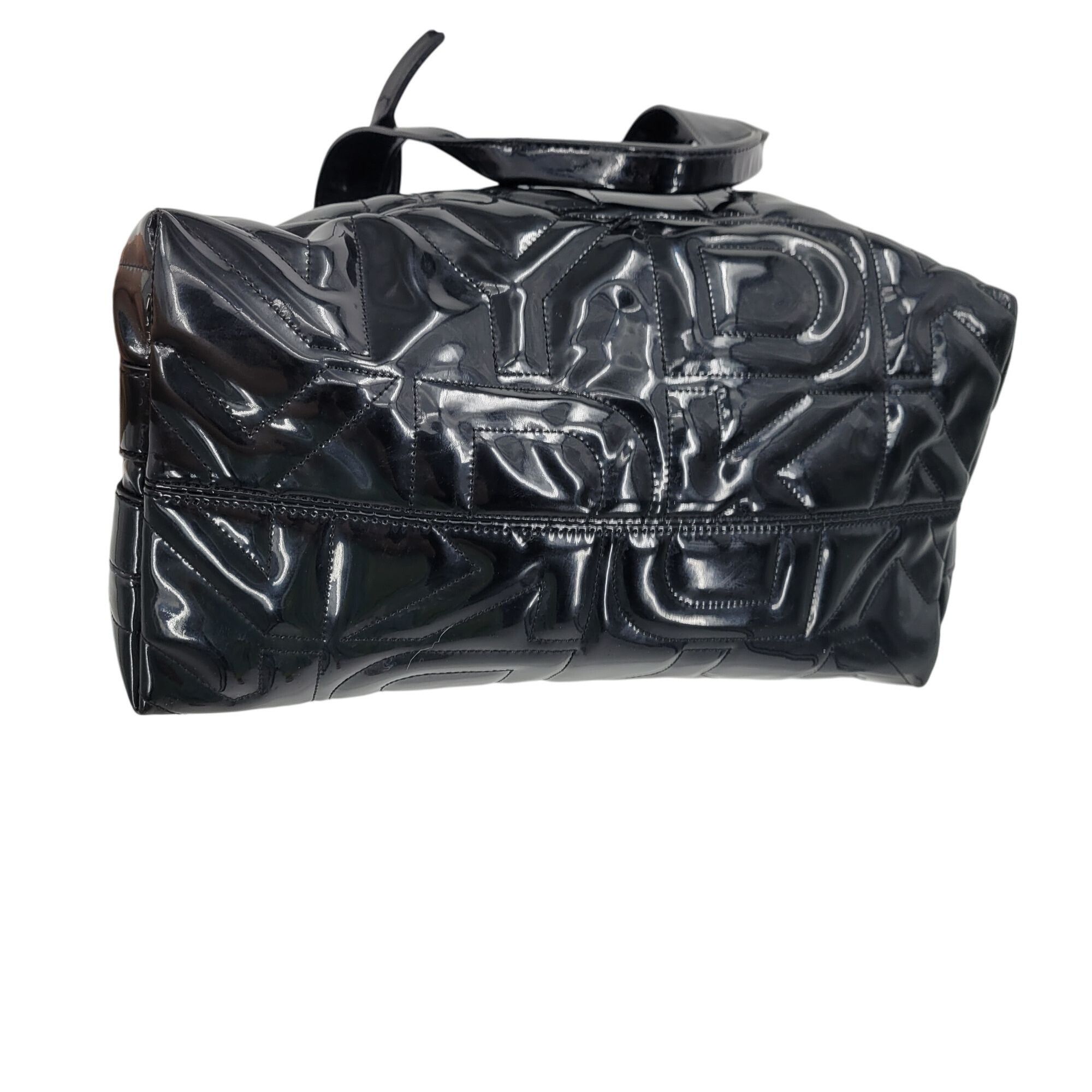 Bebe Vtg 90s Y2K Black Patent Leather Logo Quilted Shoulder Tote Size ONE SIZE - 13 Thumbnail