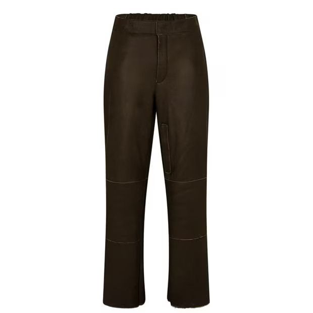 image of Jacquemus O1G2R1Mq0524 Leather Sweatpants & Joggers In Dark Khaki, Men's (Size 30)