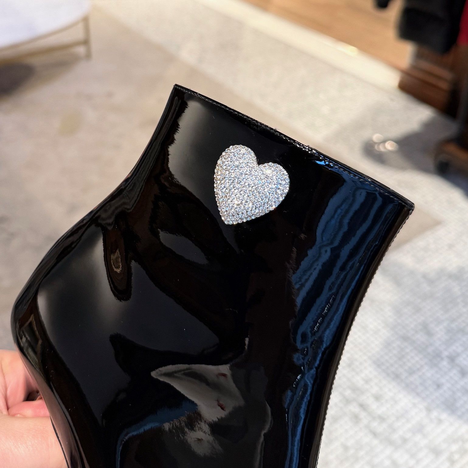 MACH & MACH Mach & Mach SS23 Black Patent Crystal Heart Heeled Boots Size US 8 / IT 38 - 11 Thumbnail