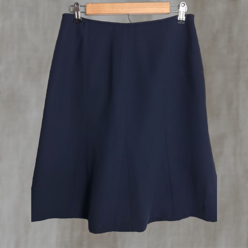 Vintage VINTAGE Y2K Petite Sophisticate Women’s 8P Navy Blue Acetate Flare Skirt 28x23 Size 30" / US 8 / IT 44 - 1 Thumbnail