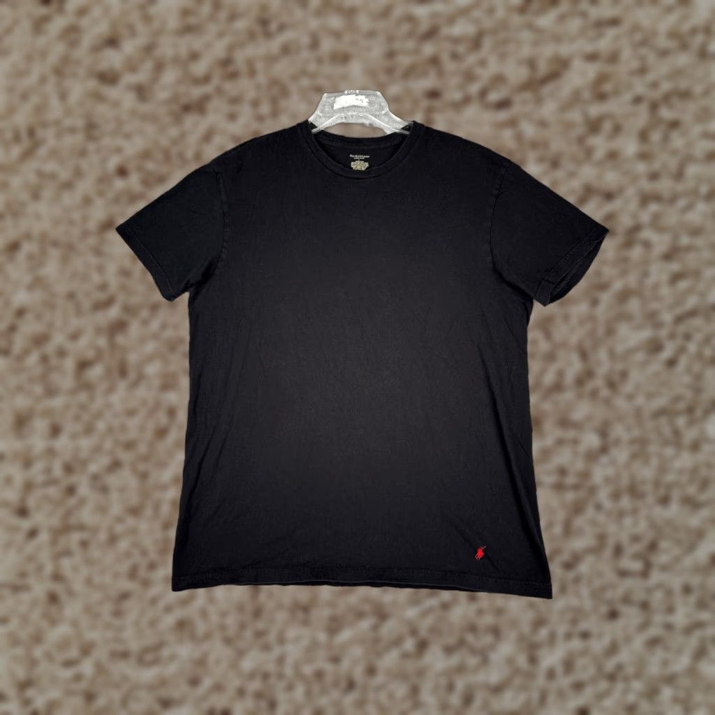 Ralph Lauren VINTAGE Ralph Lauren Polo Shirt Men’s Large Black Short Sleeve Crew Neck 100% Cotton Logo Embroidered Classic American Designer T-Shirt 90s Mens Size US L / EU 52-54 / 3 - 1 Thumbnail