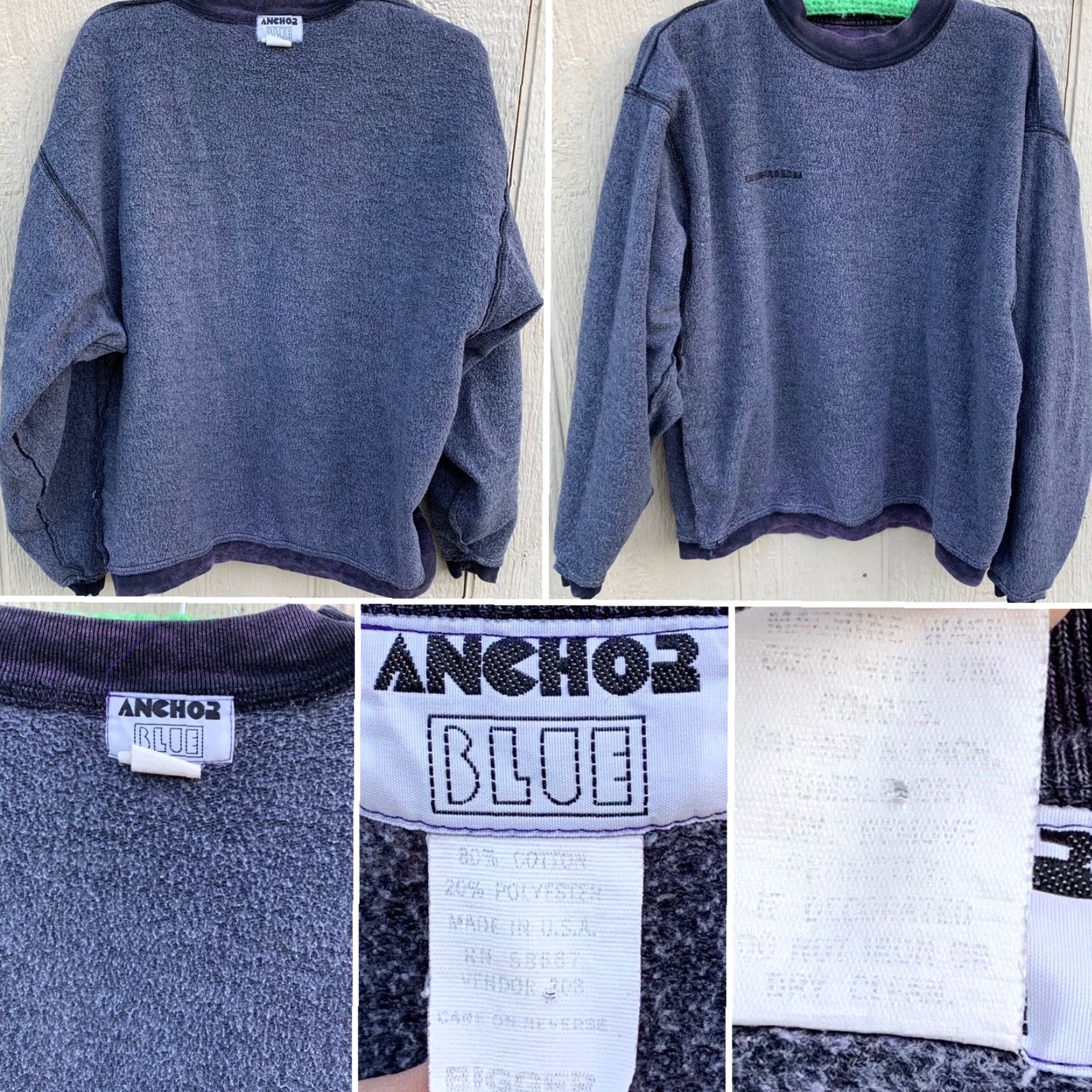 Anchor Blue VINTAGE Anchor Blue Sweatshirt Pullover 90s XL Purple Embroidered Men Long Sleeve Crew Neck Size US XL / EU 56 / 4 - 6 Thumbnail