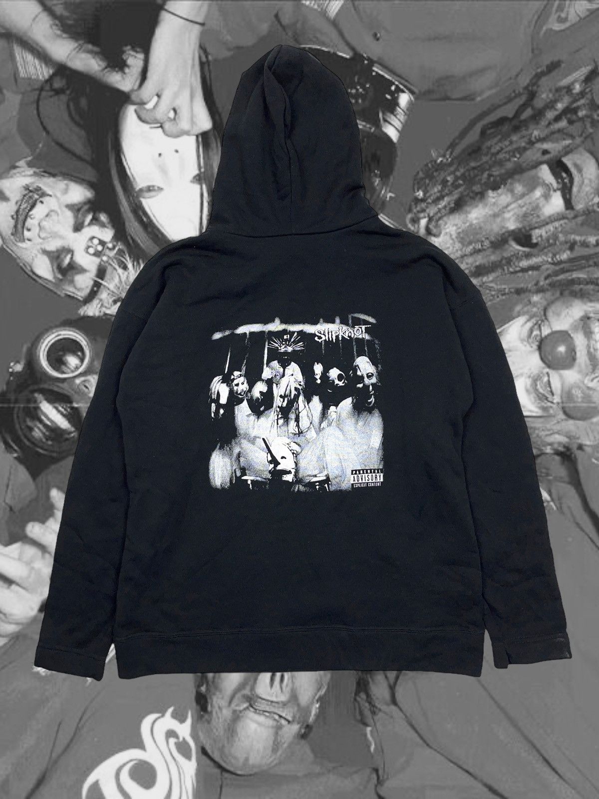 image of Band Tees x Slipknot Vintage 90's Slipknot Iconic Logo Hoodie Debut Album in Black (Size Medium)