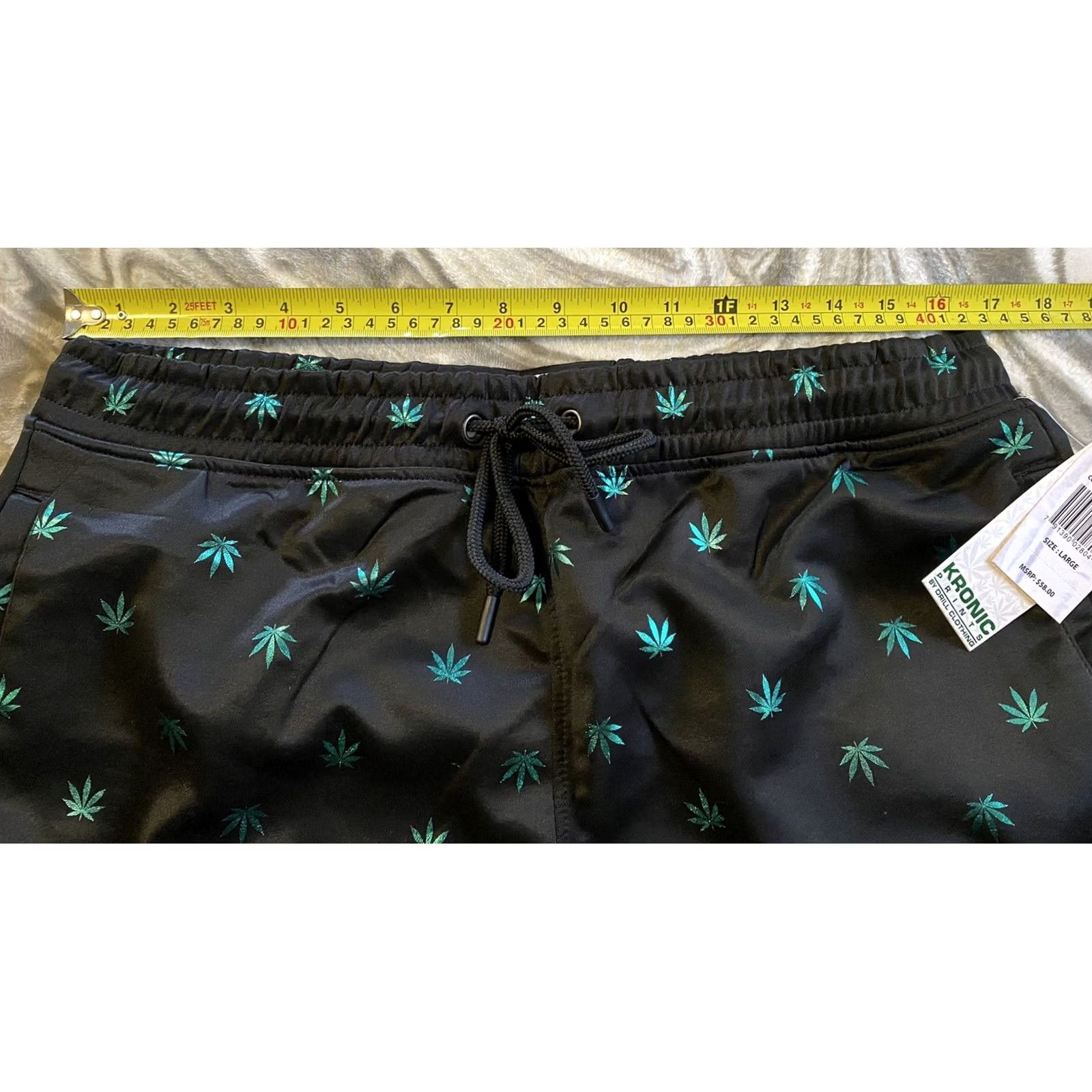 Vintage Drill Clothing Men Bottom Shorts L Black/Green Kronic Prints 420 Ganja Paisley Pockets Size US 33 - 7 Thumbnail