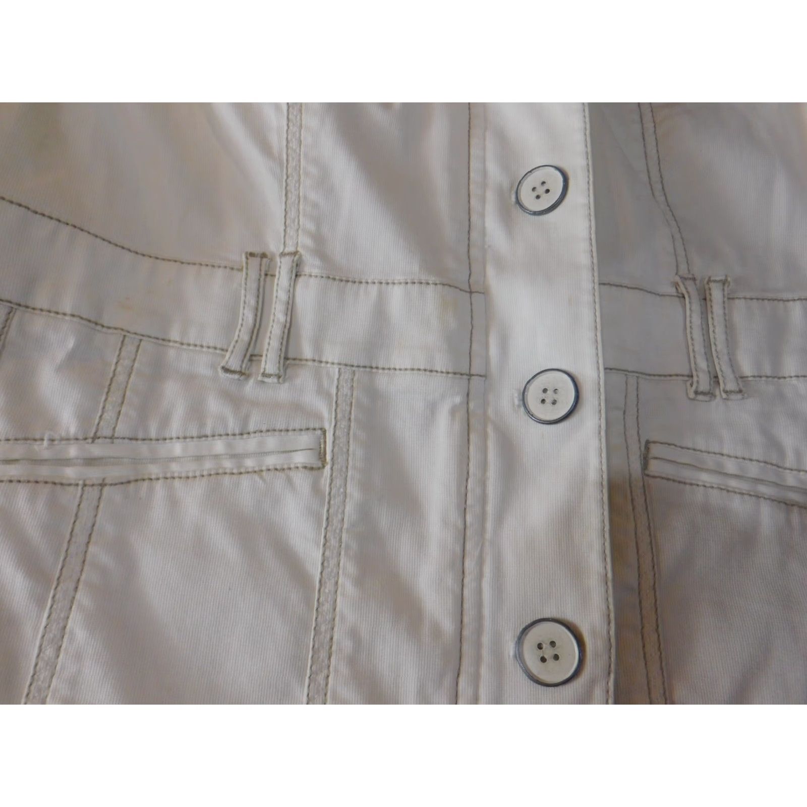 Vintage Chicos Jacket Womens Beige Denim Short Sleeve Button Stretch Regular Size 1 Casual Designer Vintage: No yur? Size XS / US 0-2 / IT 36-38 - 5 Thumbnail