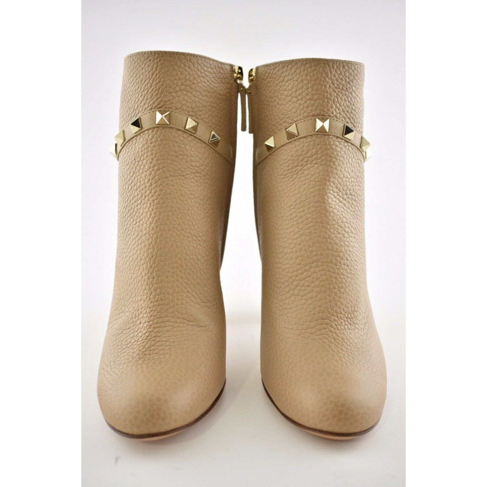 Valentino Valentino Rockstud 90 Beige Nude Leather Short Ankle Block Size US 9.5 / IT 39.5 - 6 Thumbnail