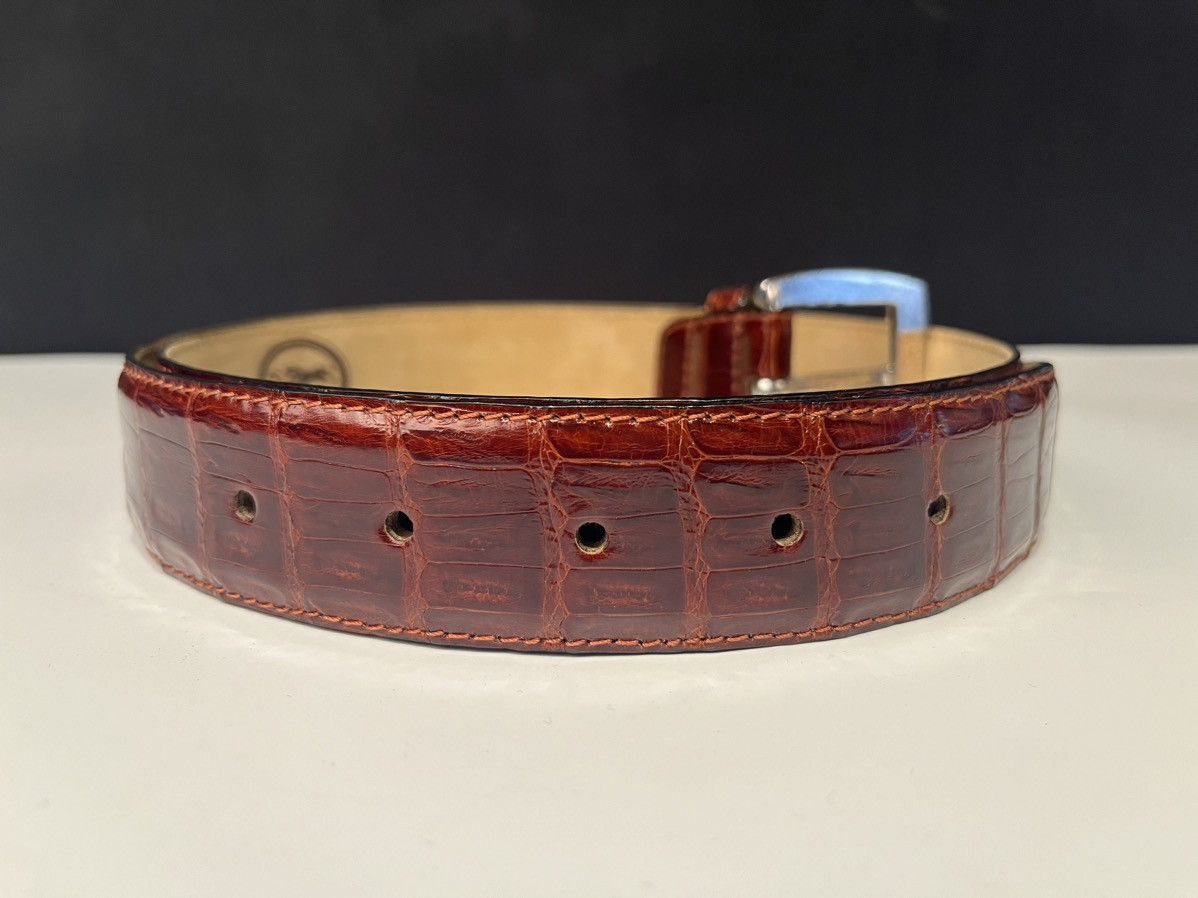 Vintage erreghé genuine crocodile leather belt Italian red DS 70’s Size 30 - 3 Thumbnail