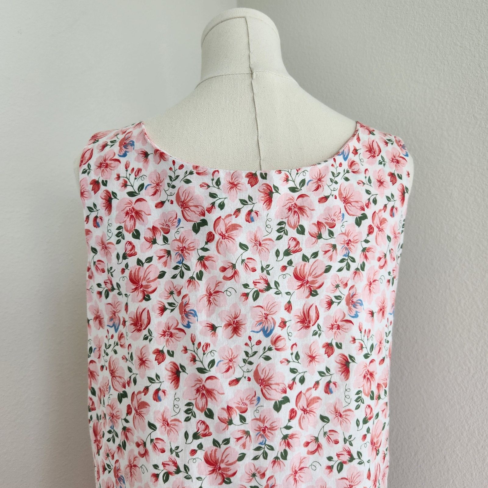 Vintage Vintage 80s Pink Floral Sleeveless Cotton Dress Pull On L Size L / US 10 / IT 46 - 7 Thumbnail