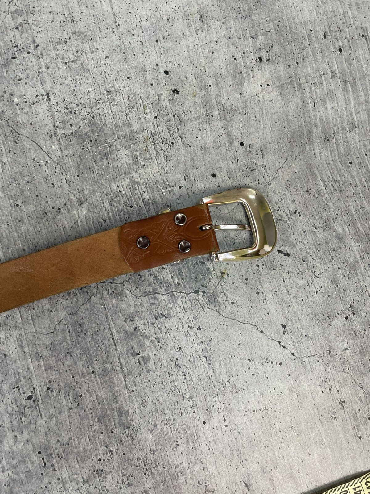 Japanese Brand Vintage Leather Y2K Avant-garde Distressed Brown Metal Belt Size ONE SIZE - 14 Thumbnail