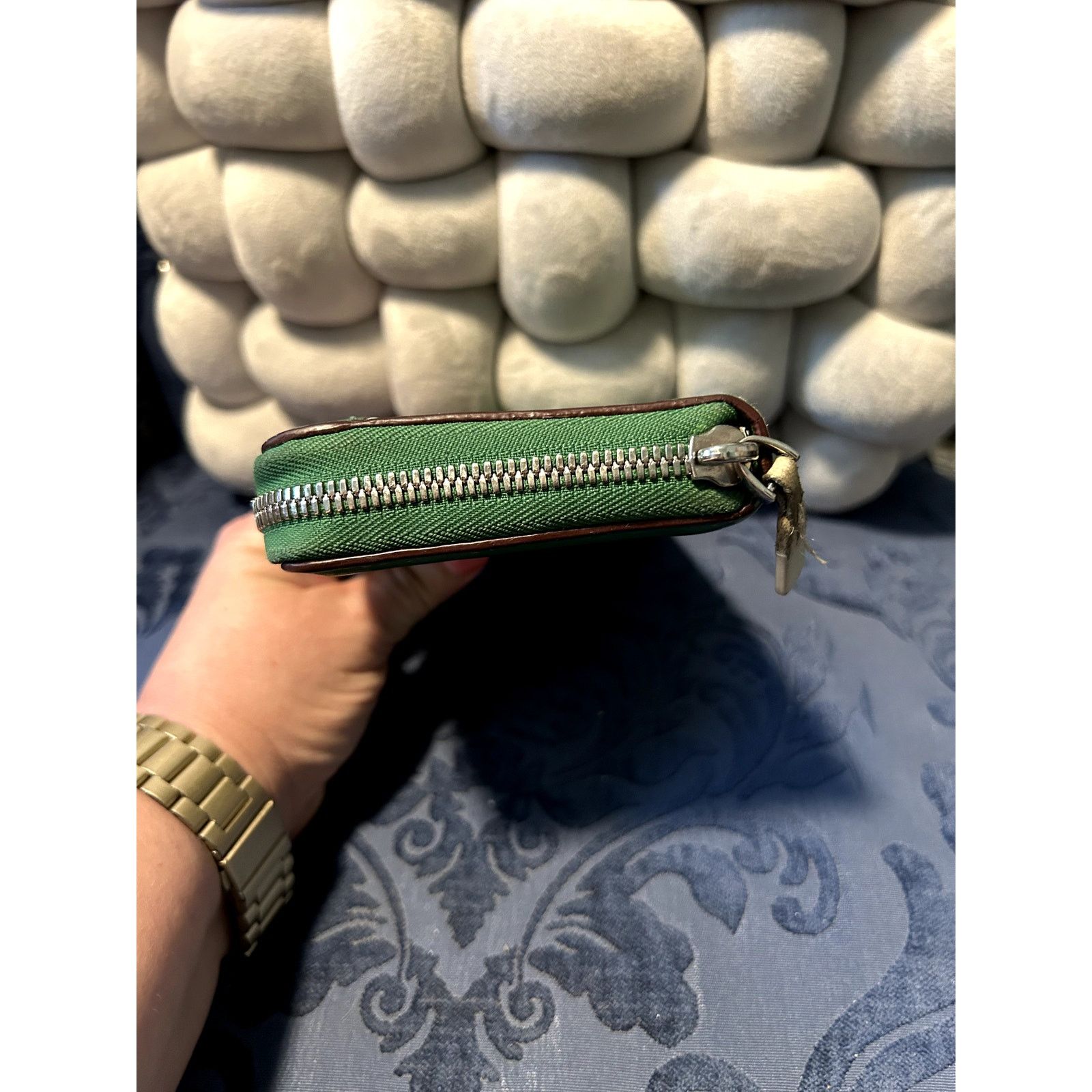 Tumi Vintage Emerald Green Tumi Zip Around Wallet White Piping Size ONE SIZE - 7 Thumbnail