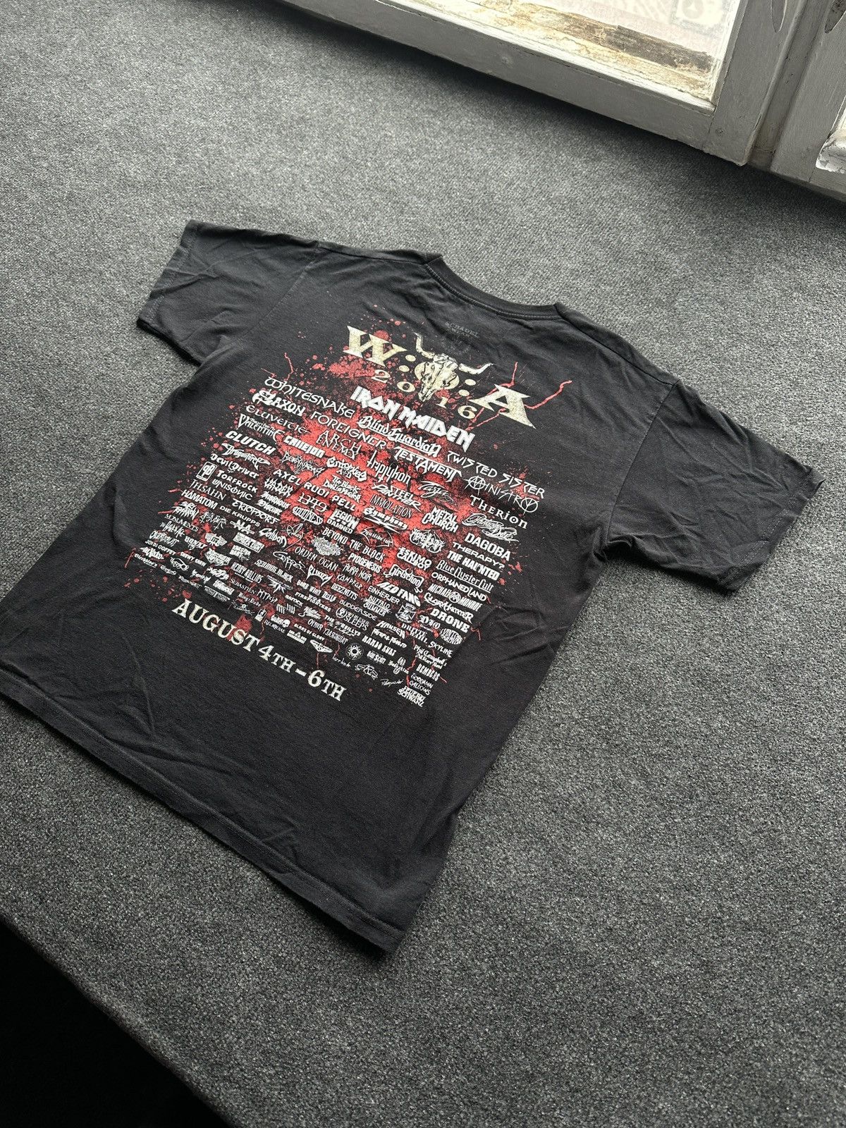 Band Tees 🚨 WACKET 2016 IRON MAIDEN Tee band big logo TOUR FEST Size US M / EU 48-50 / 2 - 8 Thumbnail
