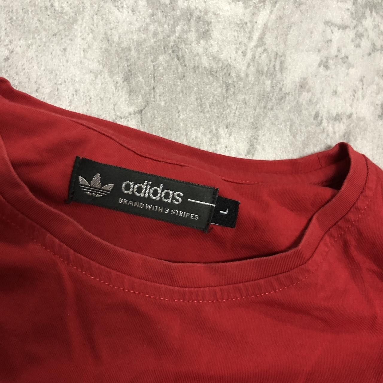 Adidas Adidas red & white striped tee Size US L / EU 52-54 / 3 - 3 Thumbnail