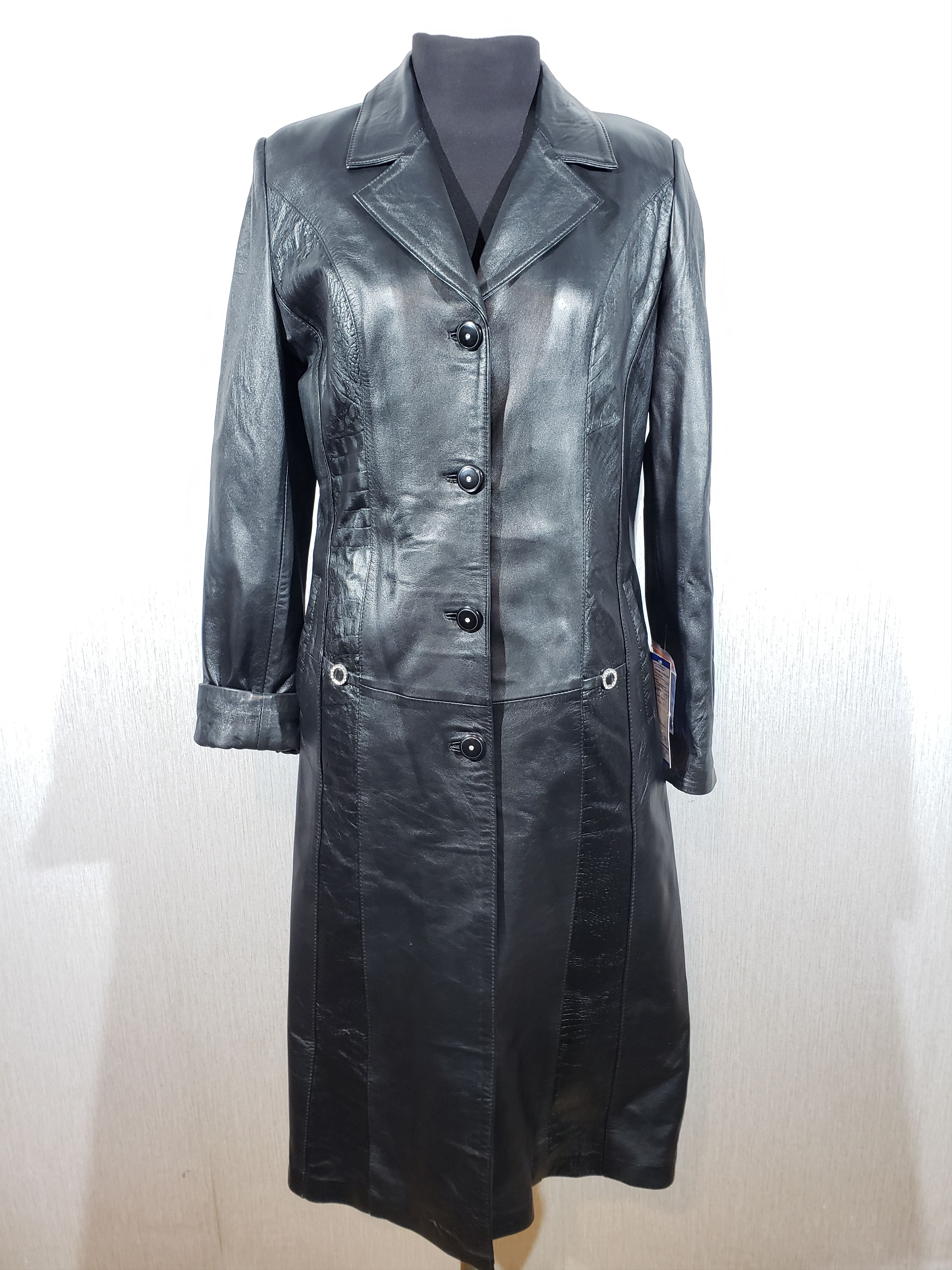 Other Stylish women's long leather jacket. Size L / US 10 / IT 46 - 1 Thumbnail