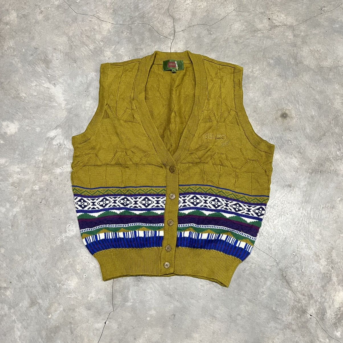 Kenzo 1990s Kenzo Golf Navajo Vest Wool Knit Size M / US 6-8 / IT 42-44 - 1 Thumbnail