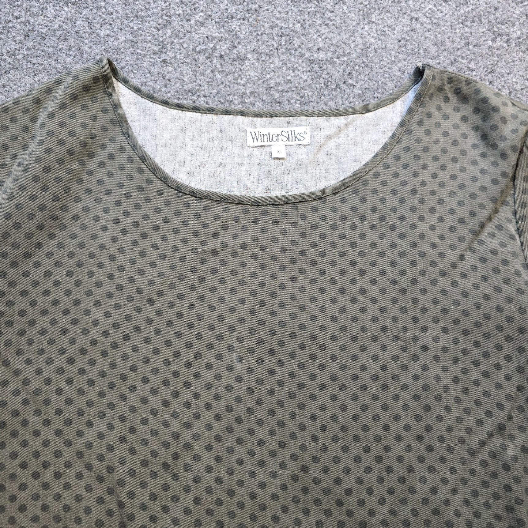 Vintage WinterSilks Top Womens XL Gray Lyocell 3/4 Sleeve Geometric Career Casual Blouse Size XL / US 12-14 / IT 48-50 - 2 Thumbnail
