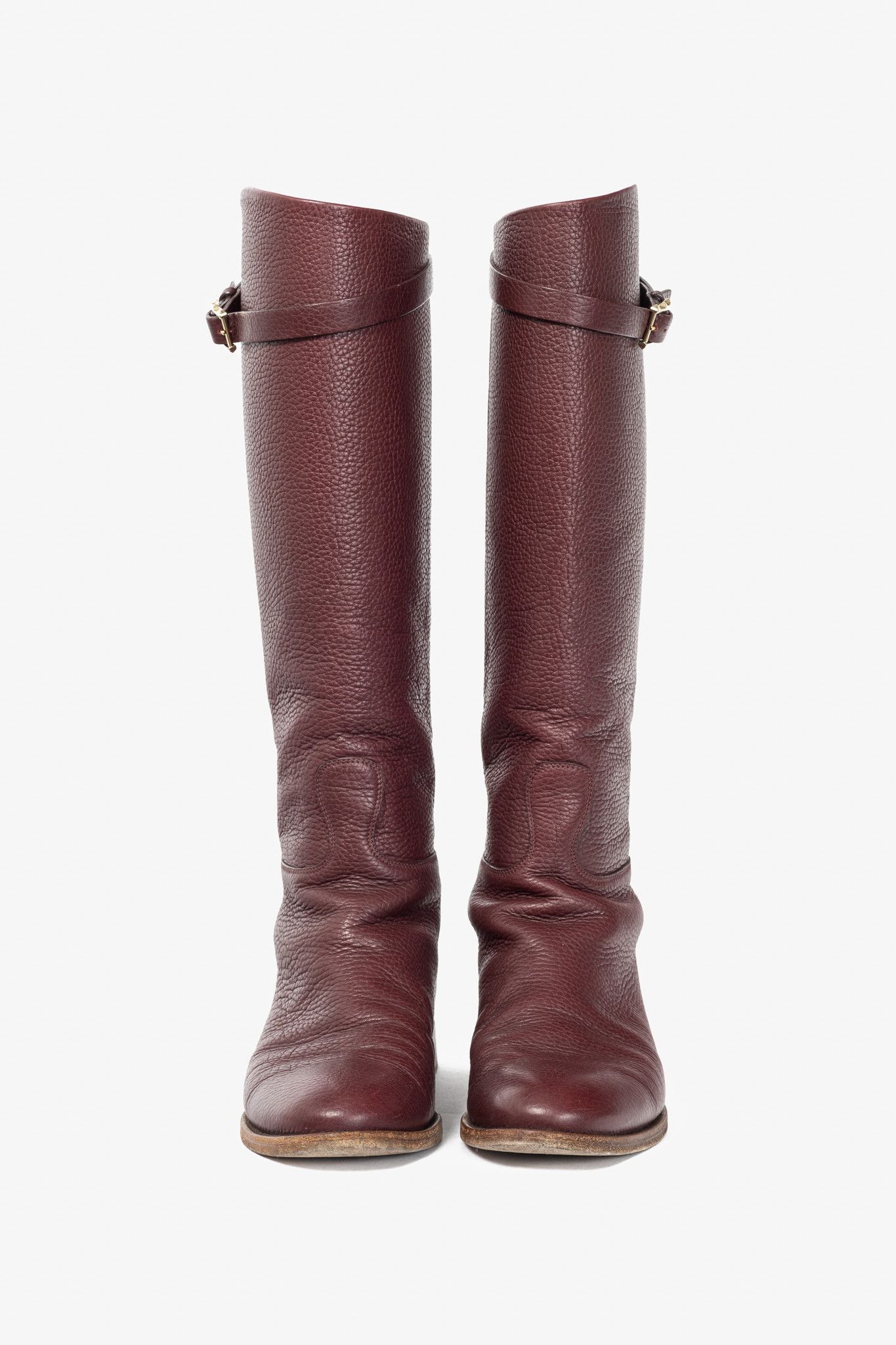 Valentino Valentino Garavani Pebbled Rockstud-Buckle Riding Boots Size US 8.5 / IT 38.5 - 2 Thumbnail