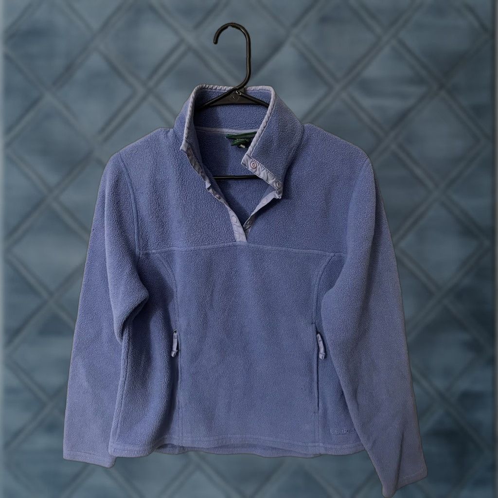 Vintage LL Bean Women's Jacket S Blue Fleece 1/4 Zip Pullover Polartec BFC7 Size S / US 4 / IT 40 - 1 Thumbnail