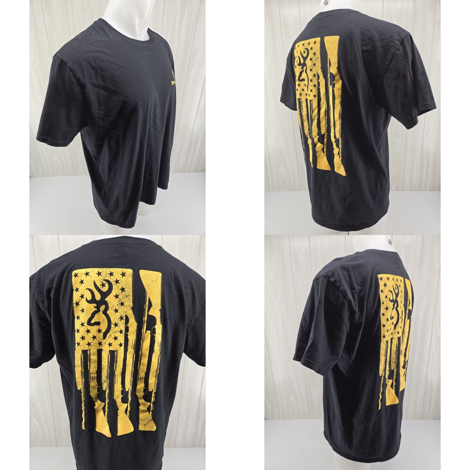 Vintage Browning Black T Shirt Mens XL Crew Neck American Flag Hunting Size US XL / EU 56 / 4 - 8 Thumbnail