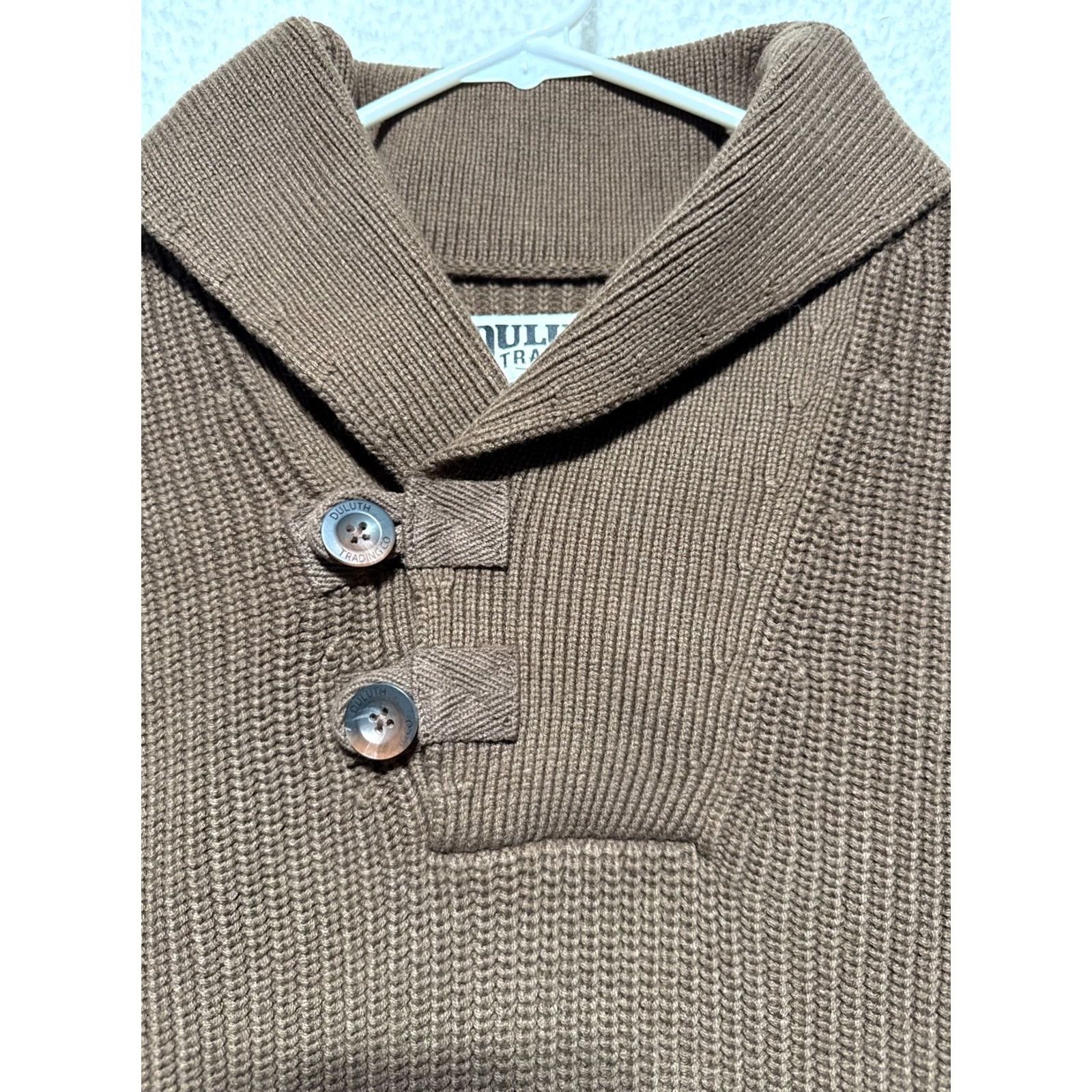 Duluth Trading Company DULUTH TRADING CO Brigadier Shawl Collar Brown Knit Sweater XLT Mens Pullover Size XLT Brown Knit Shawl Collar Sweater Size US XL / EU 56 / 4 - 2 Thumbnail