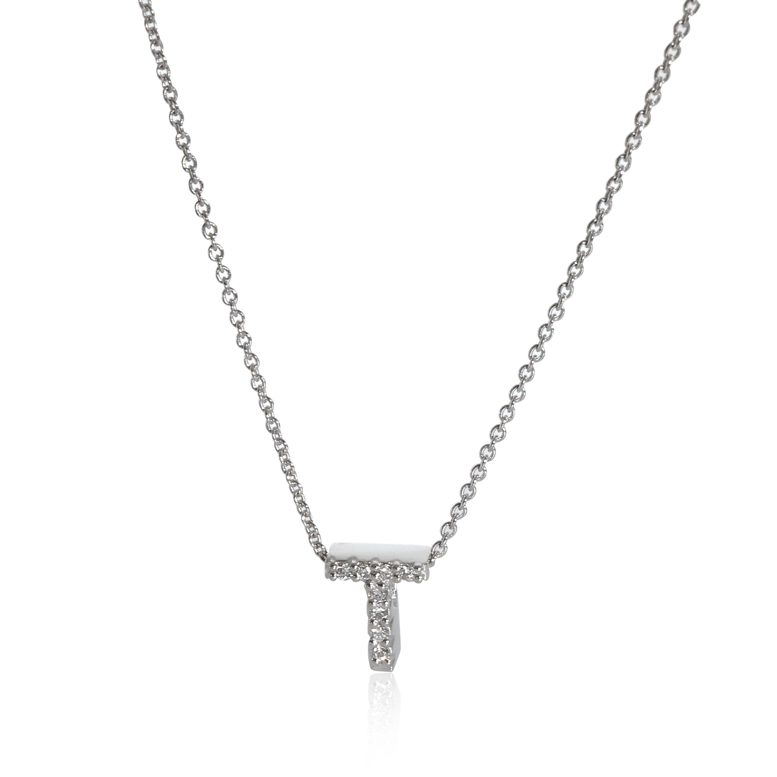 image of Tiffany Co Roberto Coin Necklace In 18K White Gold 0.04 Ctw, Women's