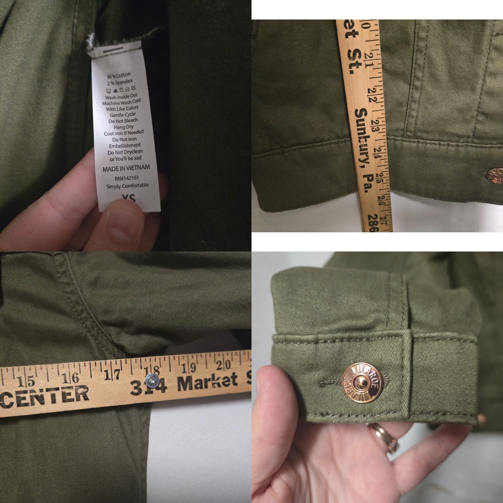Vintage LuLaRoe Women's Denim Jacket Size XS Green Button Up Excellent Condition Size XS / US 0-2 / IT 36-38 - 8 Thumbnail
