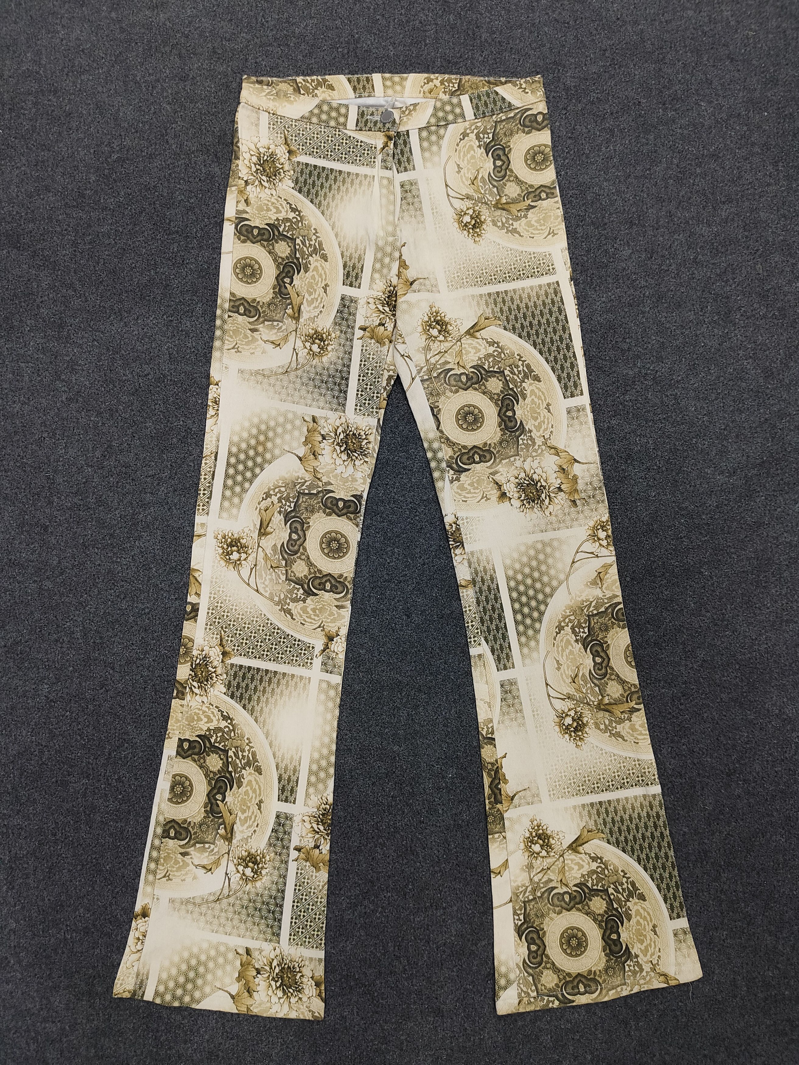 United Colors Of Benetton 00s Benetton🔥Ornamental Baroque Graphic Statment Pants Size 28" / US 6 / IT 42 - 1 Thumbnail