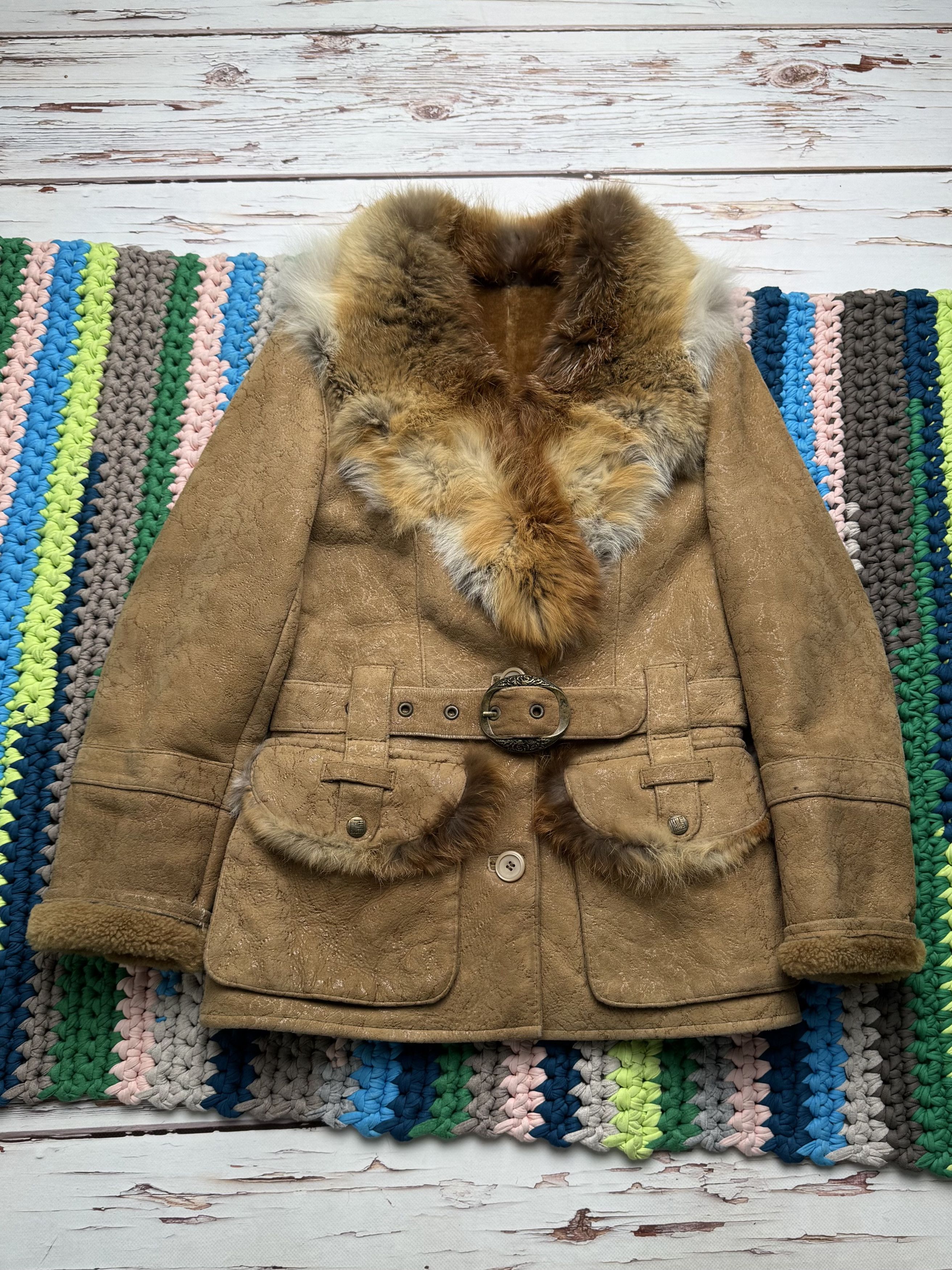Vintage Vintage Real Sheepskin Jacket With Belt (D10)(D15) Size M / US 6-8 / IT 42-44 - 1 Thumbnail
