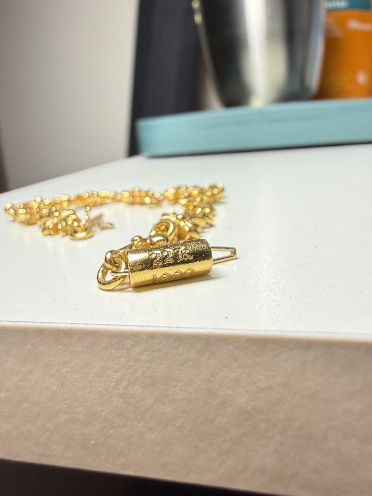 Chrome Hearts Chrome Hearts Gold Tiny E Cross Plus Bracelet Logo small Size ONE SIZE - 16 Thumbnail