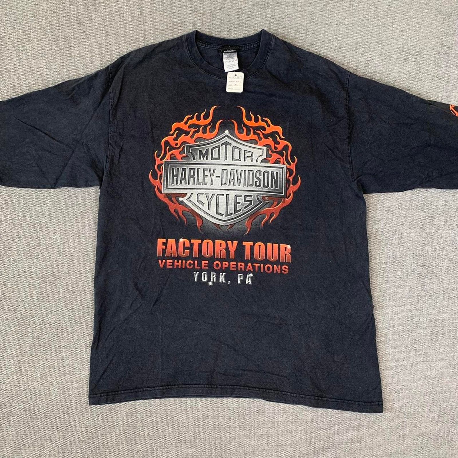 Harley Davidson Y2K Harley Davidson Flame long sleeve black T-shirt Size US XL / EU 56 / 4 - 2 Thumbnail
