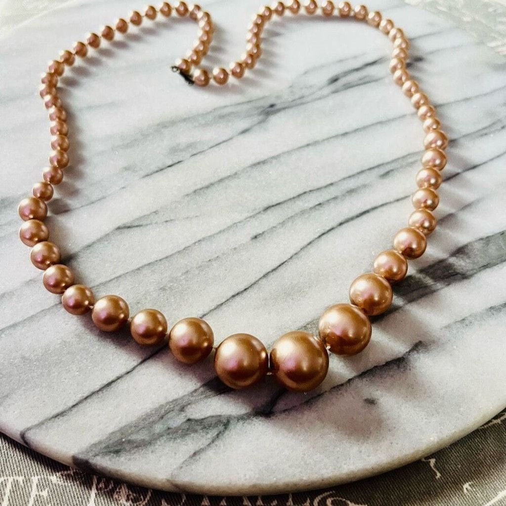 Vintage Vintage Rose Pink Beaded Necklace Chunky Round Acrylic 28" Size ONE SIZE - 2 Thumbnail