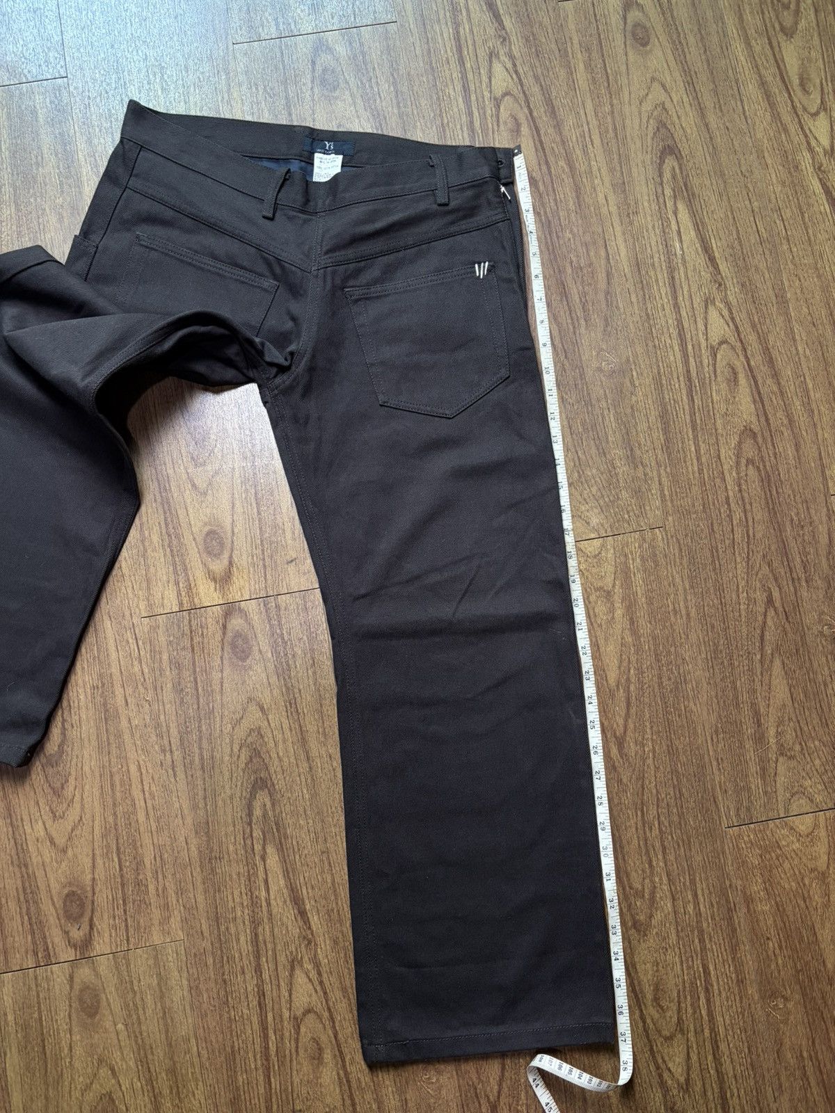Yohji Yamamoto FREE TAX! 90s Asymmetrical Sideways Wide Leg Denim Pants Size US 31 - 12 Thumbnail