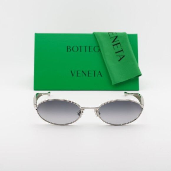 Bottega Veneta Bottega Veneta BV1386S 003 Sunglasses Silver Oval Frame Size ONE SIZE - 11 Thumbnail