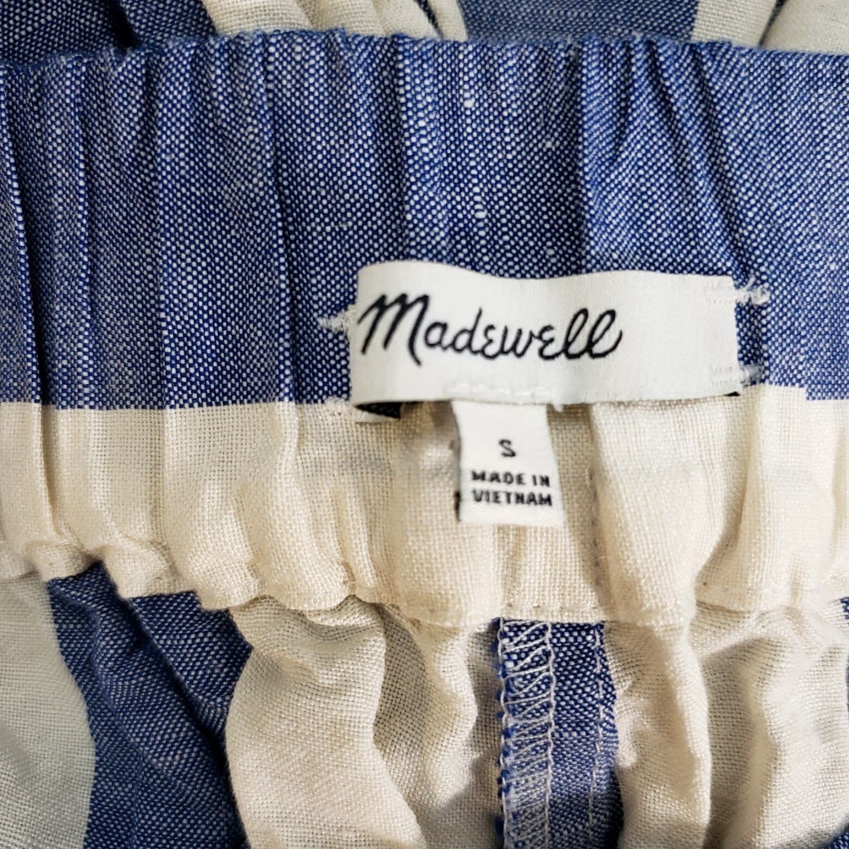Madewell Madewell Womens Huston Pull On Crop Pants Sz S Blue White Stripe Linen Blend Shorts Cropped Wide-Leg Casual Size 28" / US 6 / IT 42 - 6 Thumbnail