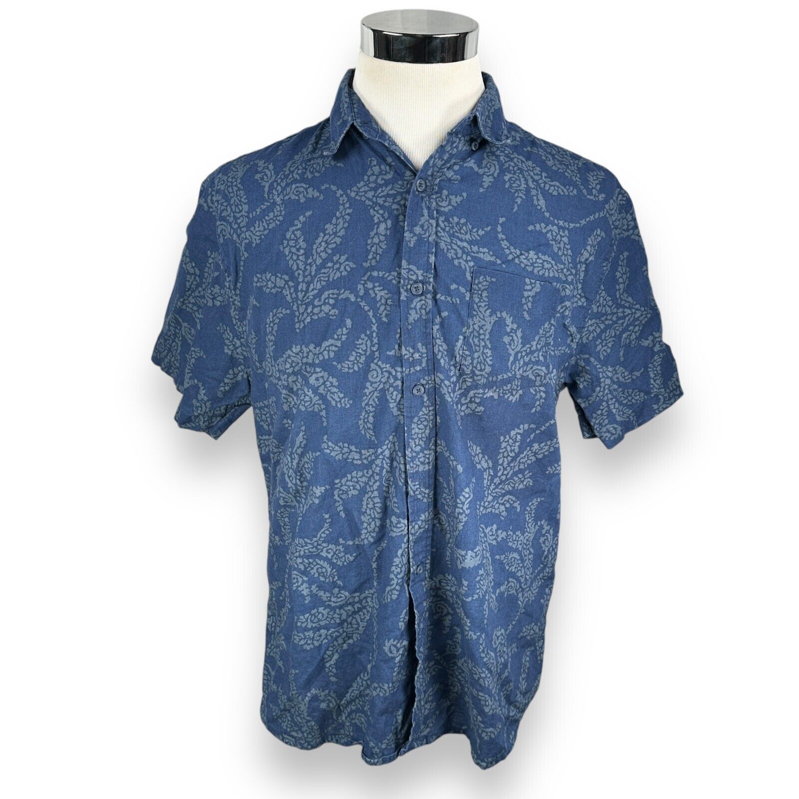 Onia Onia Shirt Men’s Large Blue Linen Blend Short Sleeve Button Size US L / EU 52-54 / 3 - 1 Thumbnail