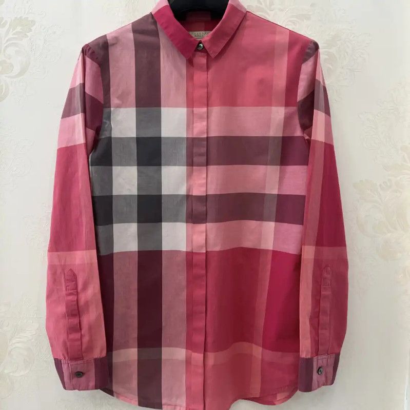Burberry Burberry Pink Checked Long Sleeve Shirt Size XS / US 0-2 / IT 36-38 - 1 Thumbnail