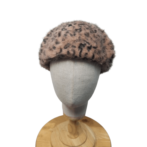 PPFM 💥 Japanese brand first leopard punk style fur beret hat Size ONE SIZE - 1 Thumbnail