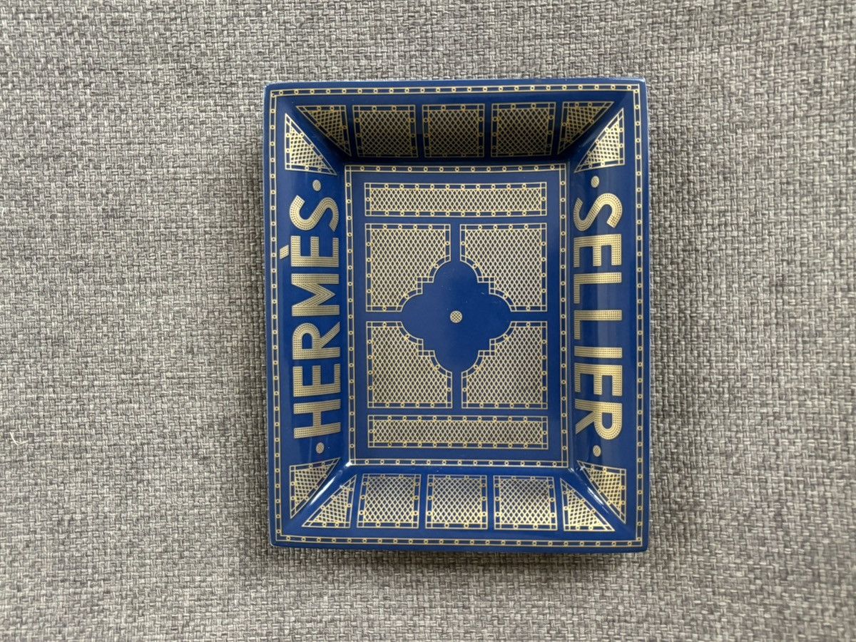 Hermes Hermes Blue & Gold Porcelain Sellier Tray Size ONE SIZE - 9 Thumbnail