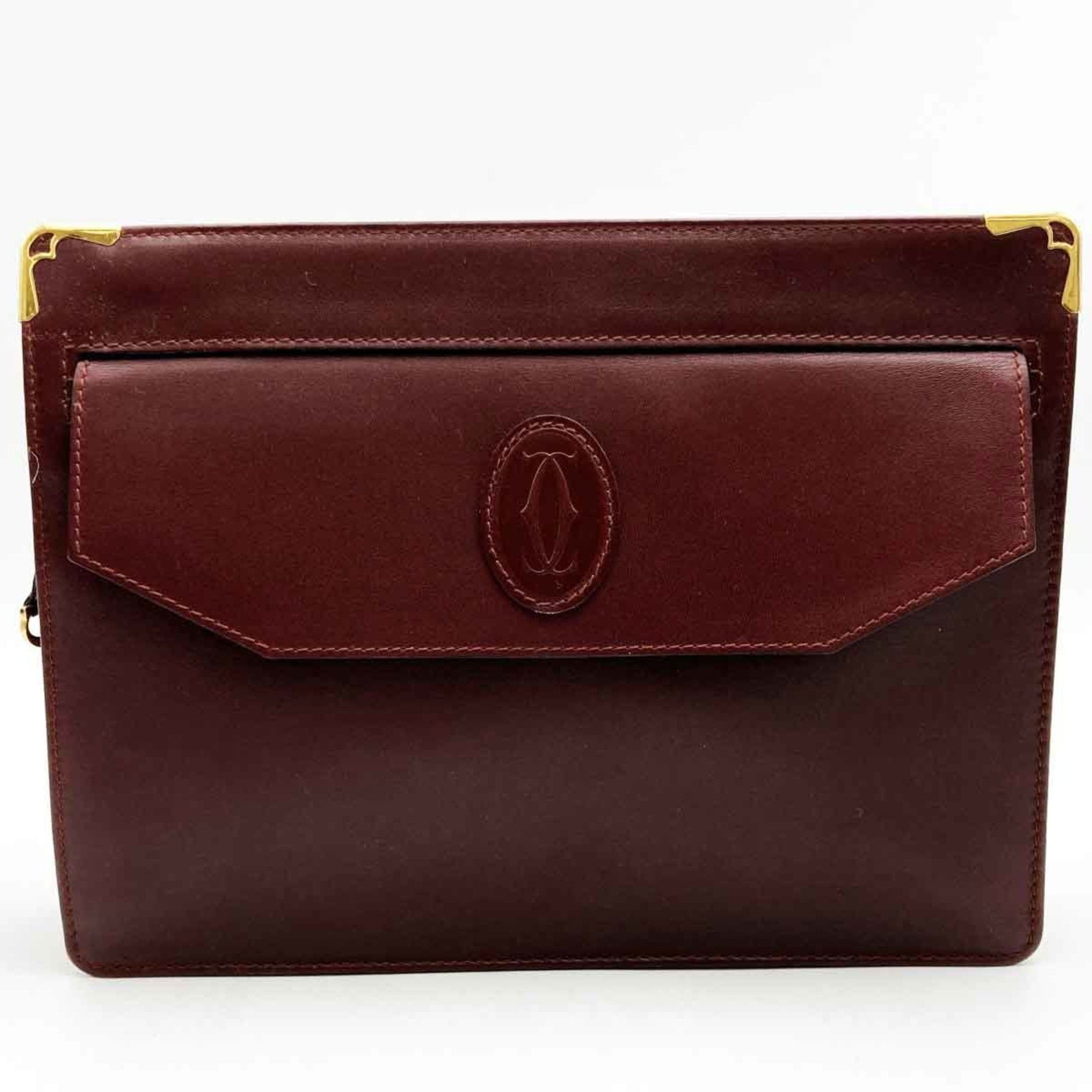 image of Cartier Mustline Clutch Bag Second Pouch Bordeaux Leather Ladies Fashion It83M6Ea80Uy in Red, Women