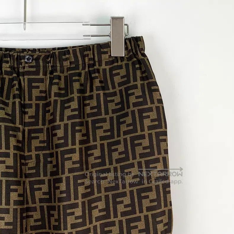 Fendi Fendi Dark brown double F all-over printed mulberry silk c Size 26" / US 2 / IT 38 - 3 Thumbnail