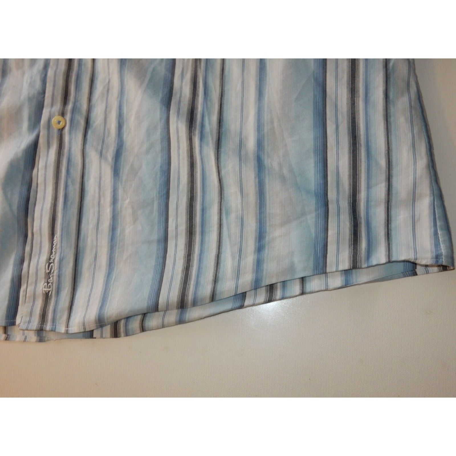 Ben Sherman Ben Sherman Men's Long Sleeve Button-Up Shirt XL Blue Cotton Striped Size US XL / EU 56 / 4 - 2 Thumbnail