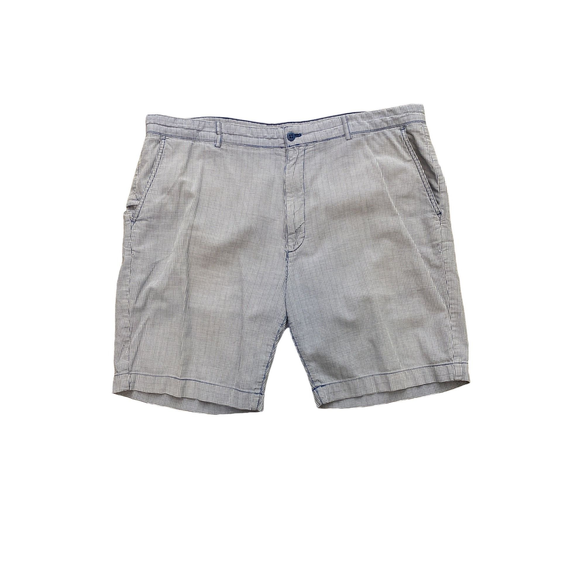 Cremieux CREMIEUX MEN'S BLUE/WHITE MINI HOUNDSTOOTH COTTON MEDIA SHOR Size US 40 / EU 56 - 1 Thumbnail