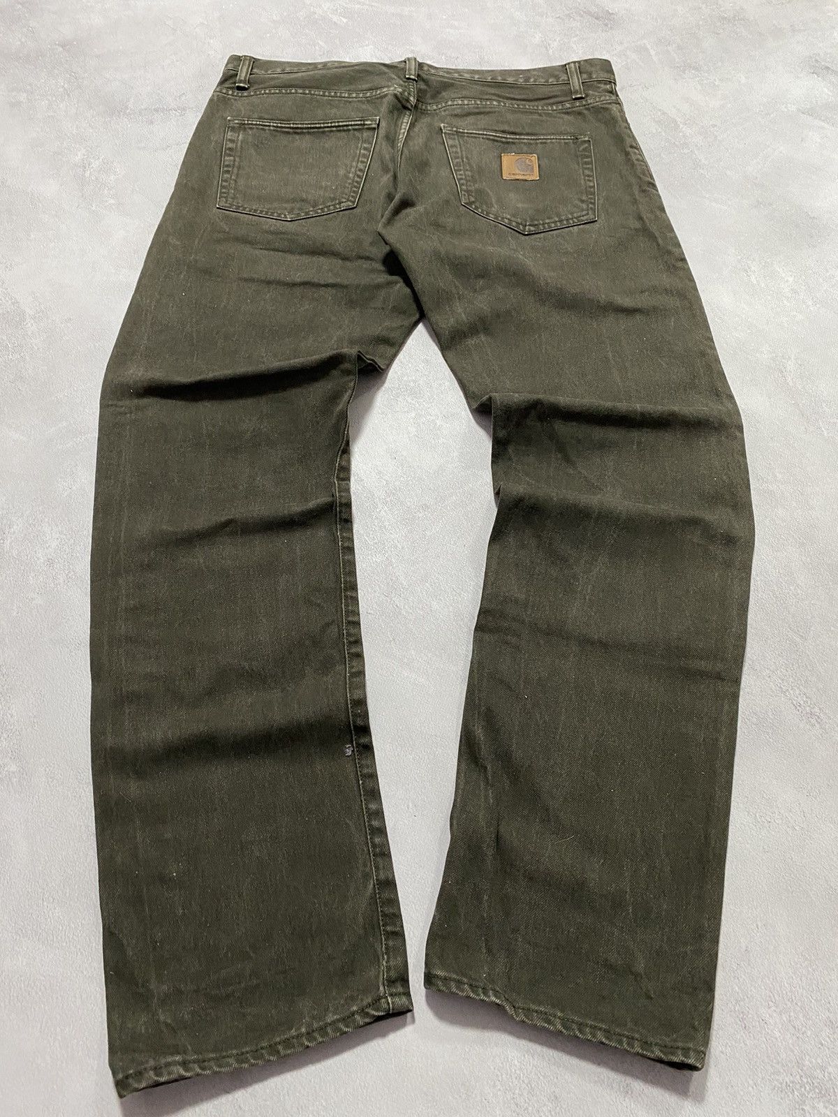 Carhartt × Vintage Vintage Denim Pants Carhartt Khaki Leather Patch Workwear Size US 34 / EU 50 - 8 Thumbnail