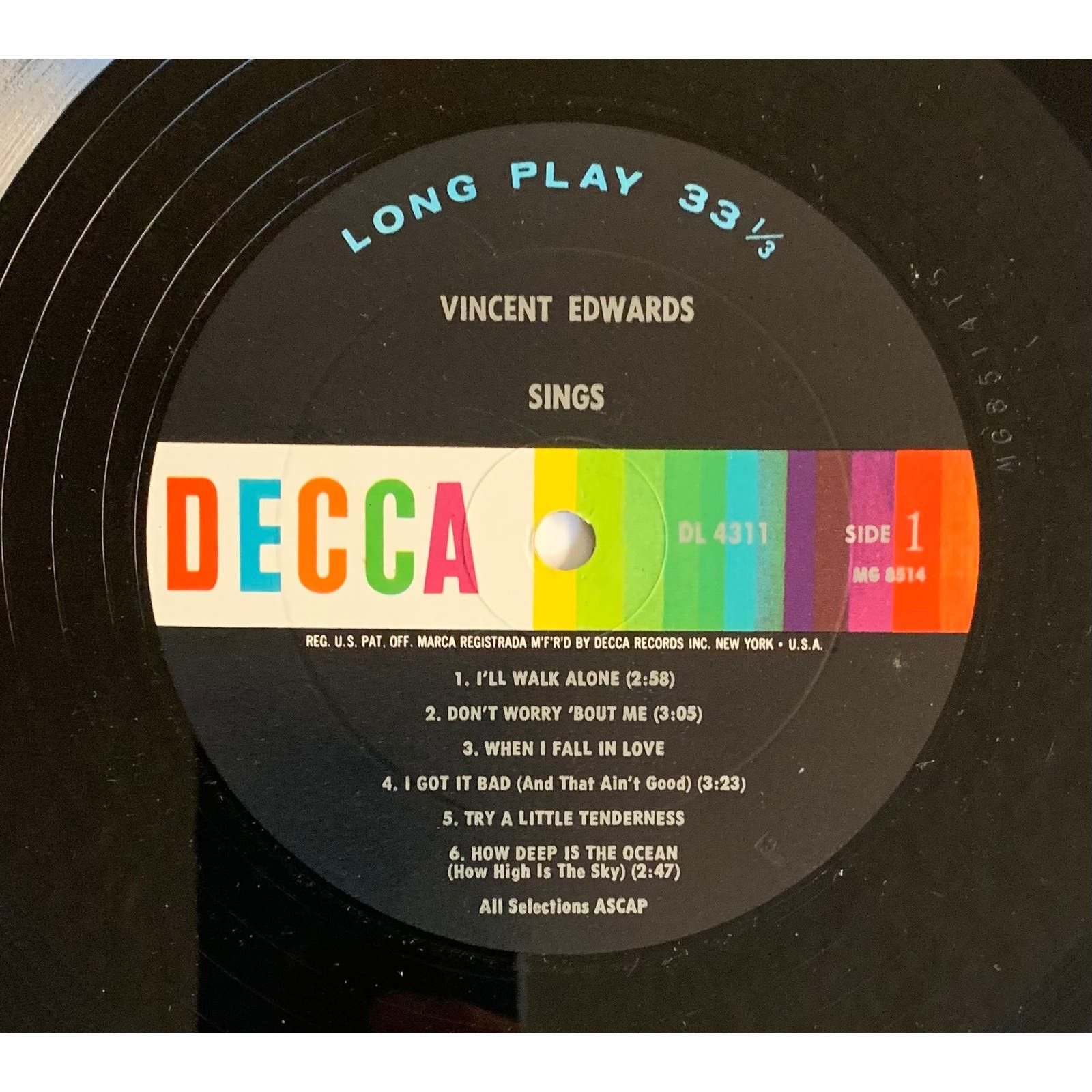 Vinyl Factory Vincent Edwards Sings Ben Casey 1962 DECCA DL 4311 Vinyl LP Size ONE SIZE - 3 Thumbnail