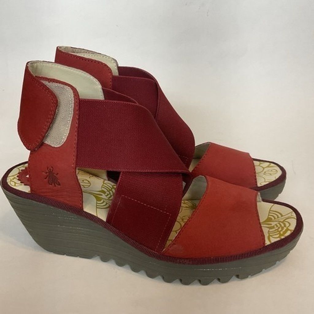 Fly London Fly London Mousse Leather Crossover Wedge Sandals Women 8.5 Size US 9 / IT 39 - 10 Thumbnail