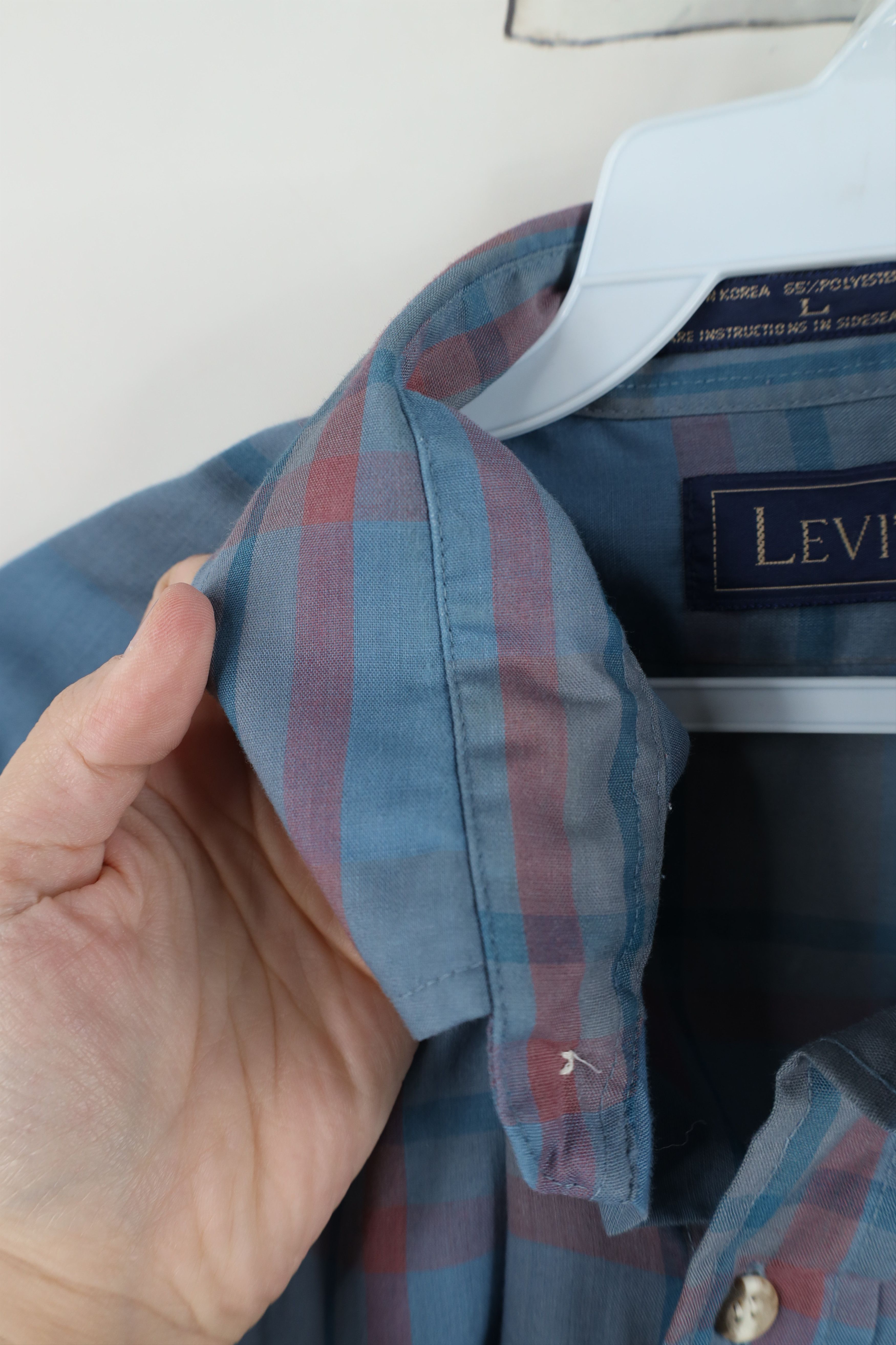 Levi's Vintage 80s 90s Levis Sheer Collared Button Down Shirt Plaid Size US L / EU 52-54 / 3 - 8 Thumbnail