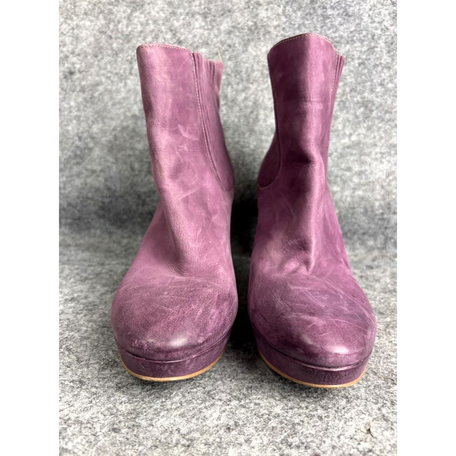 Ecco ECCO Ankle Boots Womens 39 Purple Leather Heeled Platform Chelsea Slip On Nubuck Almond Toe High Heel Womens Boots Shoes Size US 9 / IT 39 - 2 Thumbnail